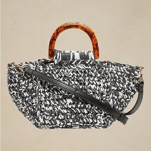 Tortoise Ring Raffia Crossbody Bag by Banana Republic